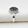 Black Onyx Crown Ring, Handmade 925 Sterling Silver, December Birthstone