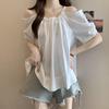 Plus Size One-Shoulder Short Sleeve Camisole Top - Slimming & Versatile Fashion for Women, Summer Arrival