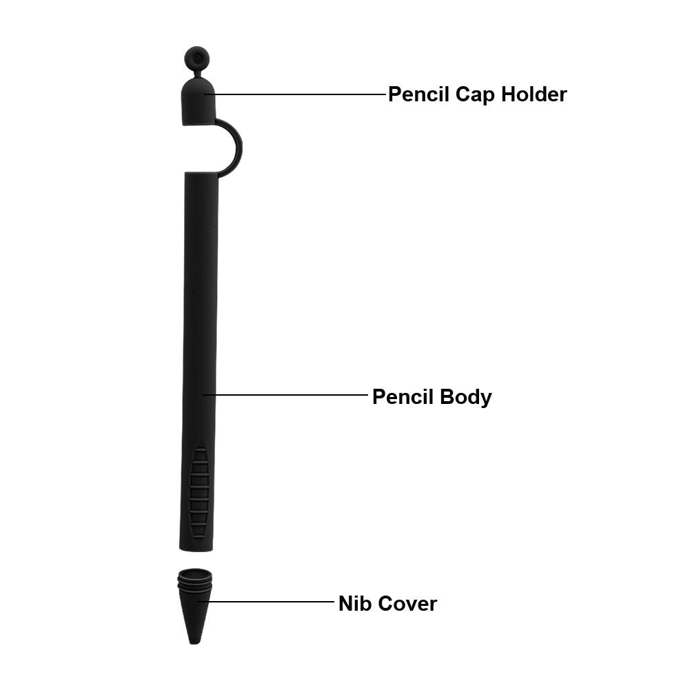 Leichter Silikon Runder Stifthalter Anti-Verloren & Rutschfest Für Apple Pencil (Schwarz)