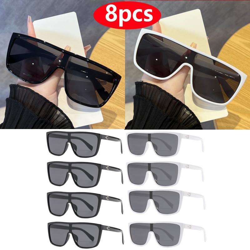 8pcs Oversized Square Sunglasses Women Men One Piece Goggle Brand Sun Glasses Outdoor Eyewear Cycling Driving Shades Sports