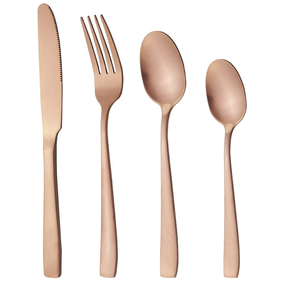 4Pcs Matte Silver Stainless Steel Silverware Cutlery Set Dinnerware Knife Fork Spoon Flatware Kitchen Home Dinner Tableware Set