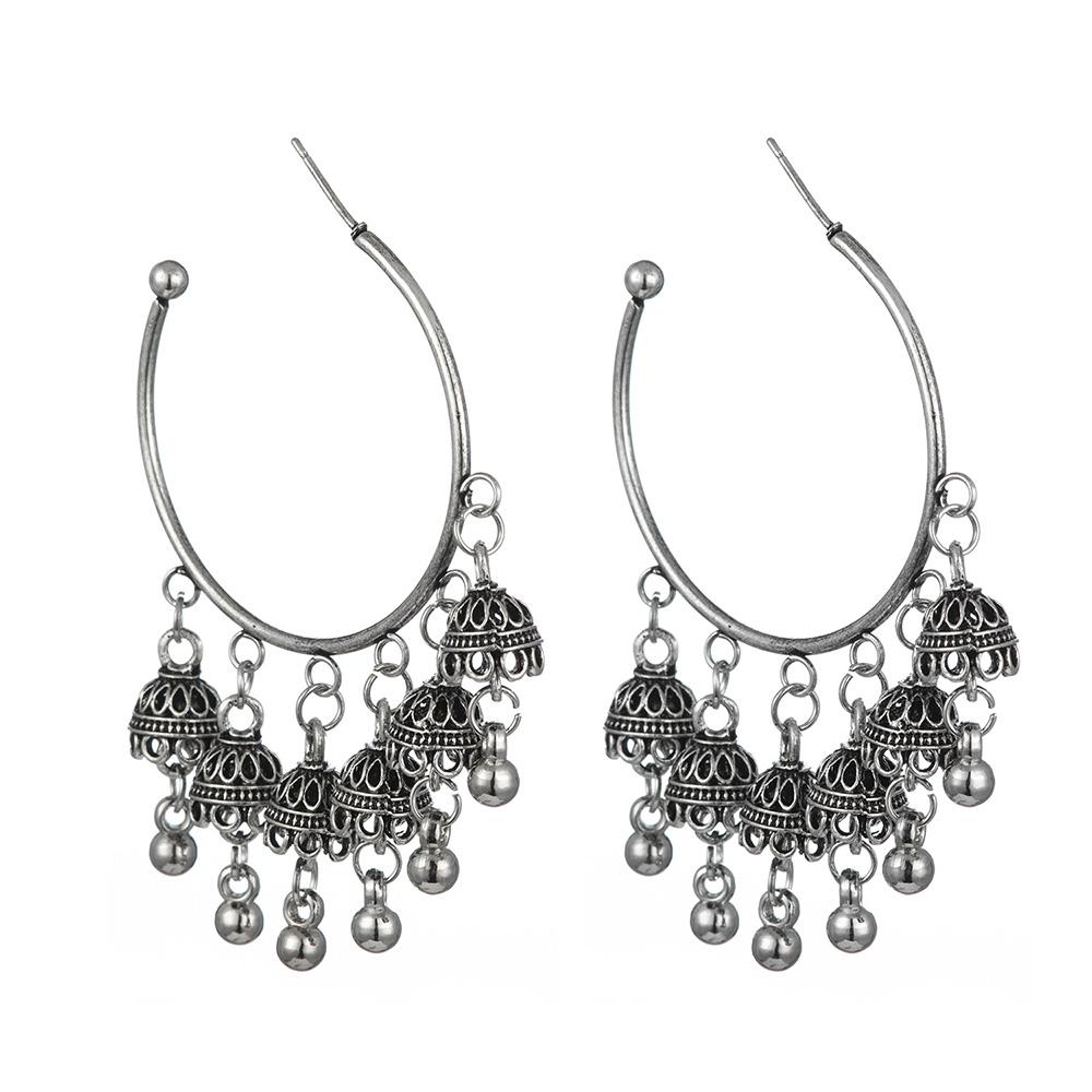 Vintage Geometric Dangle Earrings For Women Retro Big Round Bell Statement Drop Earrings Girls Boho Jewelry