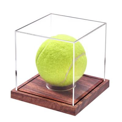 Baseball Display Case Acrylic Baseball Holder Display Box Clear Sports Souvenirs Organizer with Wooden Base for Tennis Golf