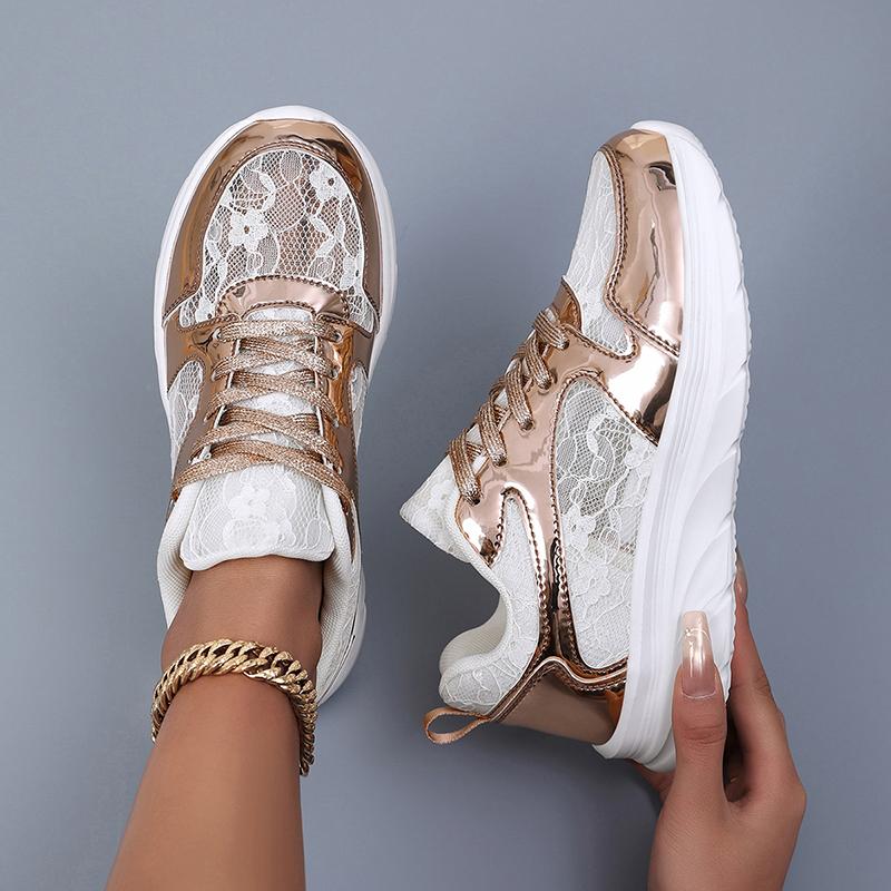TUINANLE Women's Fashion Shoes: Shimmering Silver Styles, Dazzling Sneakers, and Trendy Casual Lace-up Sneakers