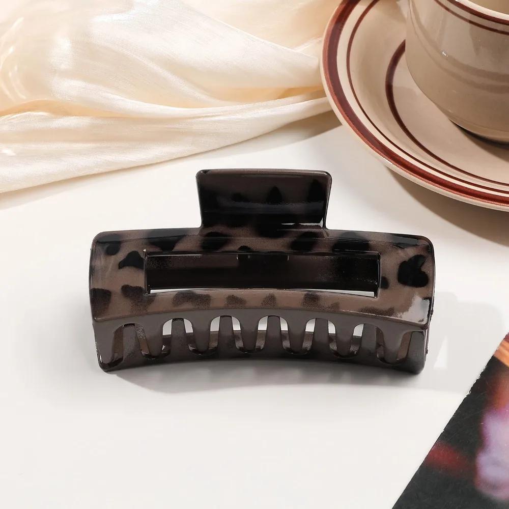 Large Small Leopard Print Hair Claw Clip for Women Thick Hair Elegant Bowknot Cross Geometric Catch Clamp Hairgrip Accessories