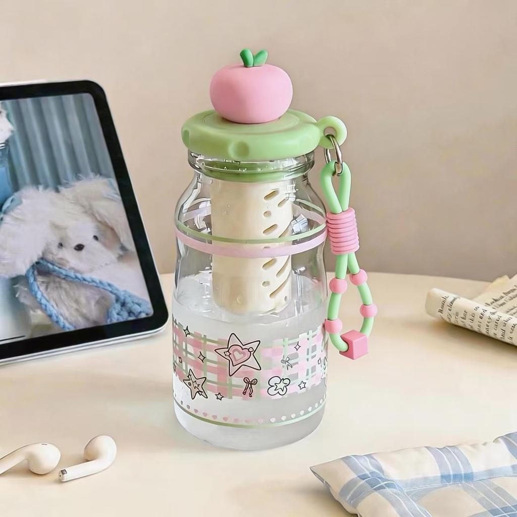 Water bottle1011 spring new high-value cute cartoon large-capacity children's straw cup portable large-capacity plastic cup