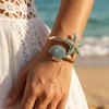 Exaggerated Starfish Shell Open Bracelet for Women Trendy Gold Color Metal Blue Enamel Marine Bracelet Beach Vacation Jewelry
