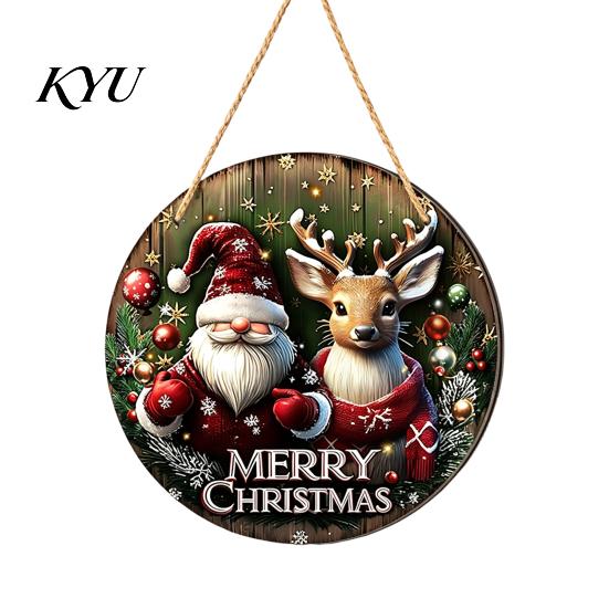 Natural Wood Holiday Accents Wooden Christmas Hanging Pendant, Snowman/Santa Claus/Gnome Ornament with Tree Ornaments Hemp Rope for Indoor Outdoor