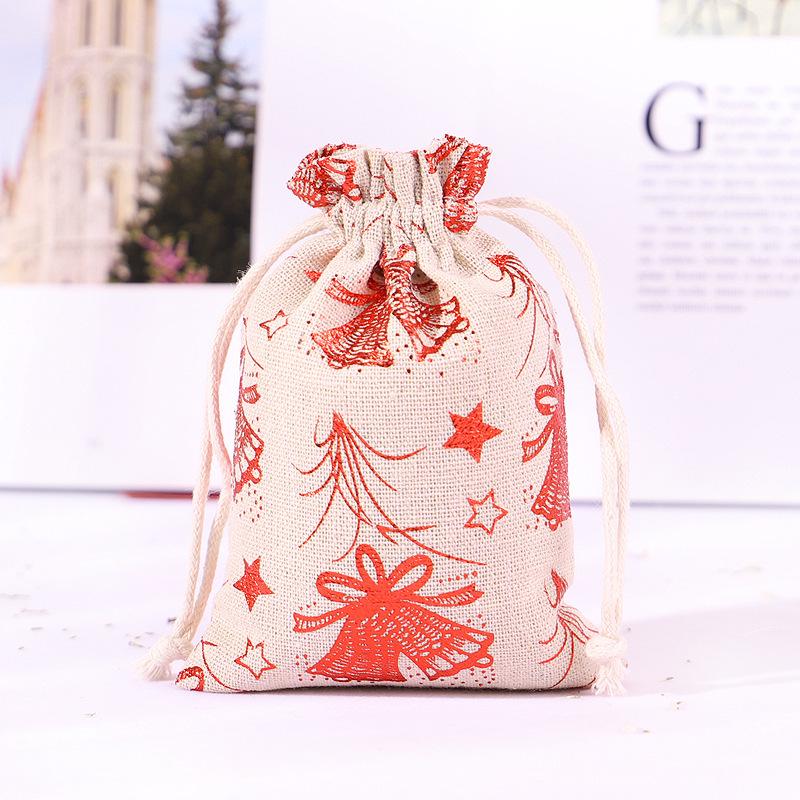 Advent Calendar Christmas Drawstring Gift Bag Set with Deer Pattern, 1-24 Count Cotton Bags