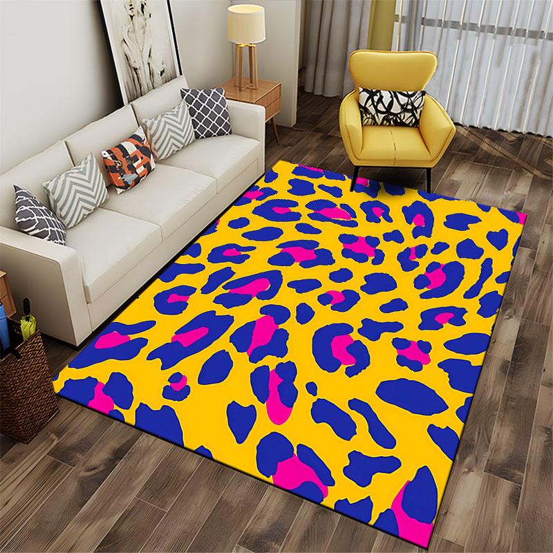 Colorful Leopard Print Carpet suitable as a non-slip mat for the living room or bedroom sofa