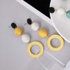 Minimalistic Hemp Rope Ball Dangling Drop Earrings for Women Yellow Color Sweet Cut Out Circle Statement Ladies Jewelry Earrings