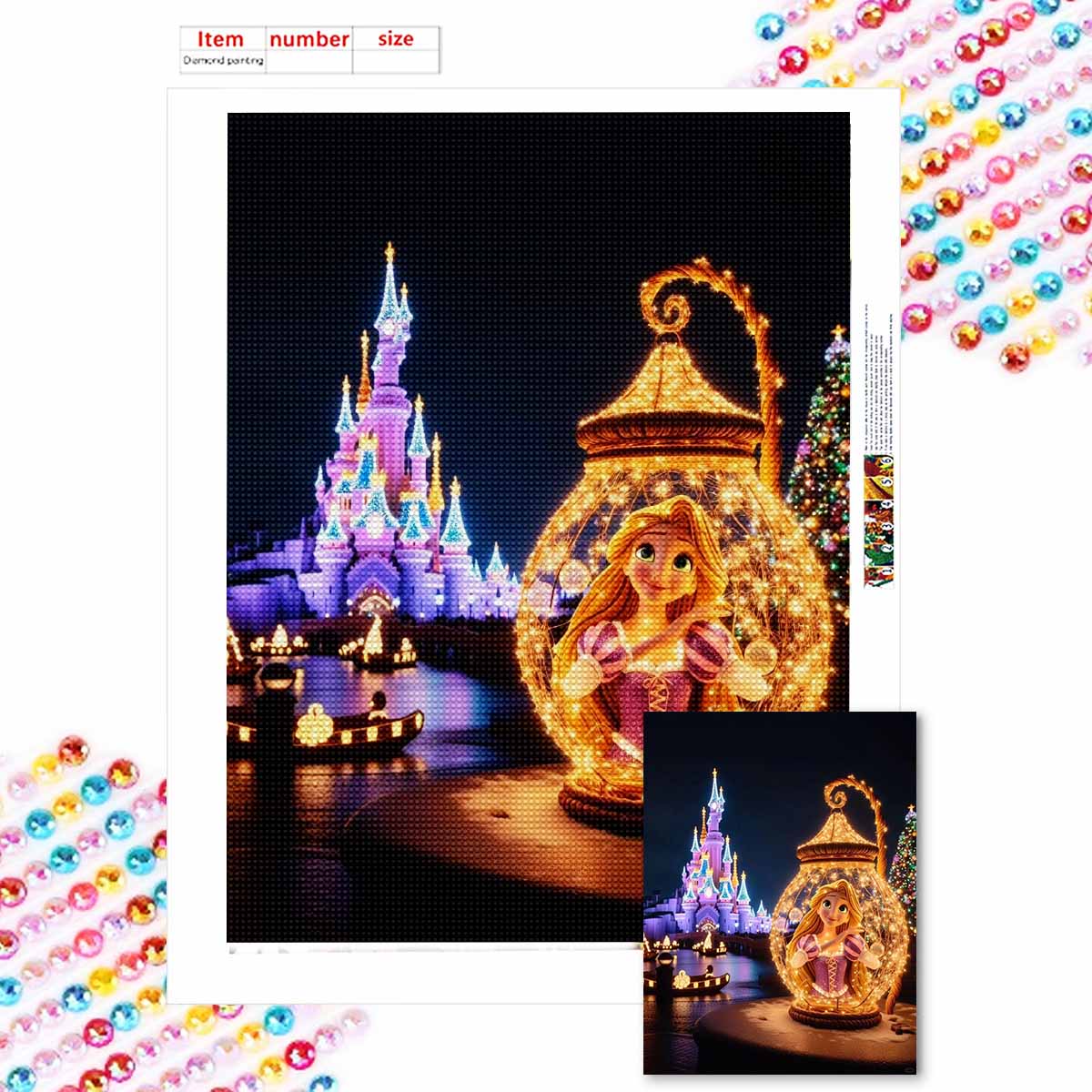 

Алмазная мозаика Красочная алмазная живопись Принцесса в банке Полная круглая вышивка Мультяшные креативные хобби Настенный декор Round 20x30cm