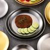 2Pcs Stainless Steel Round Plate Bone Spitting Dish Shallow Tray Metal Camping Plate Dining Disc BBQ Picnic Dishes Cookware