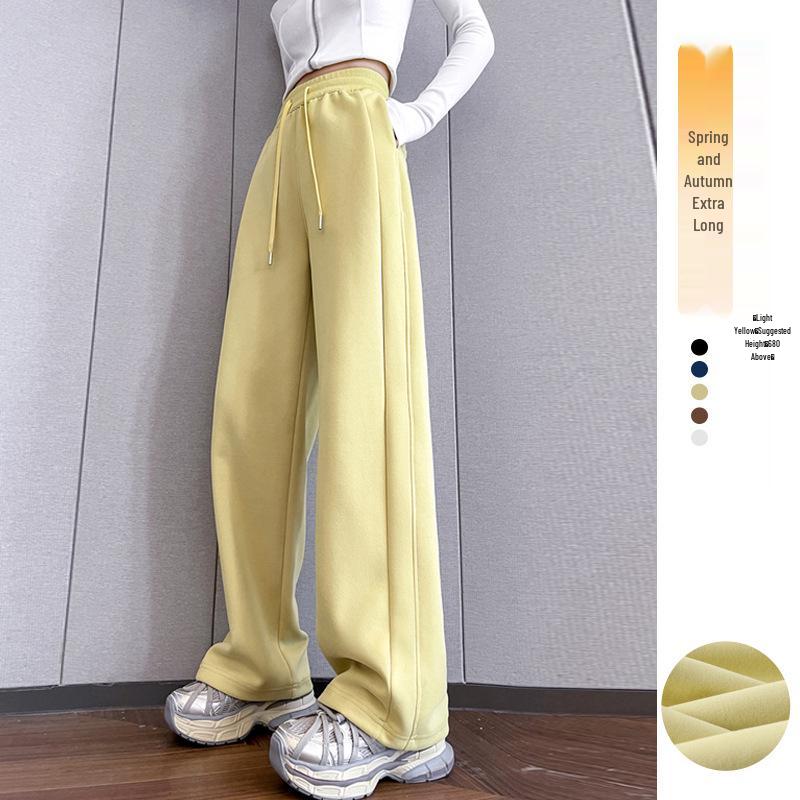 Women's High Waist Slimming Sweatpants: Narrow to Wide Leg Straight Casual Pants, Small Size, 2025 Trend.