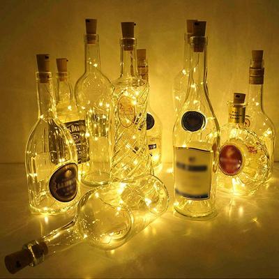 Lampka na butelkę wina na energię słoneczną z korkowym łańcuchem świetlnym LED Fairy Lights Garland Christmas Party Wedding Bar Dekoracja Drut miedziany