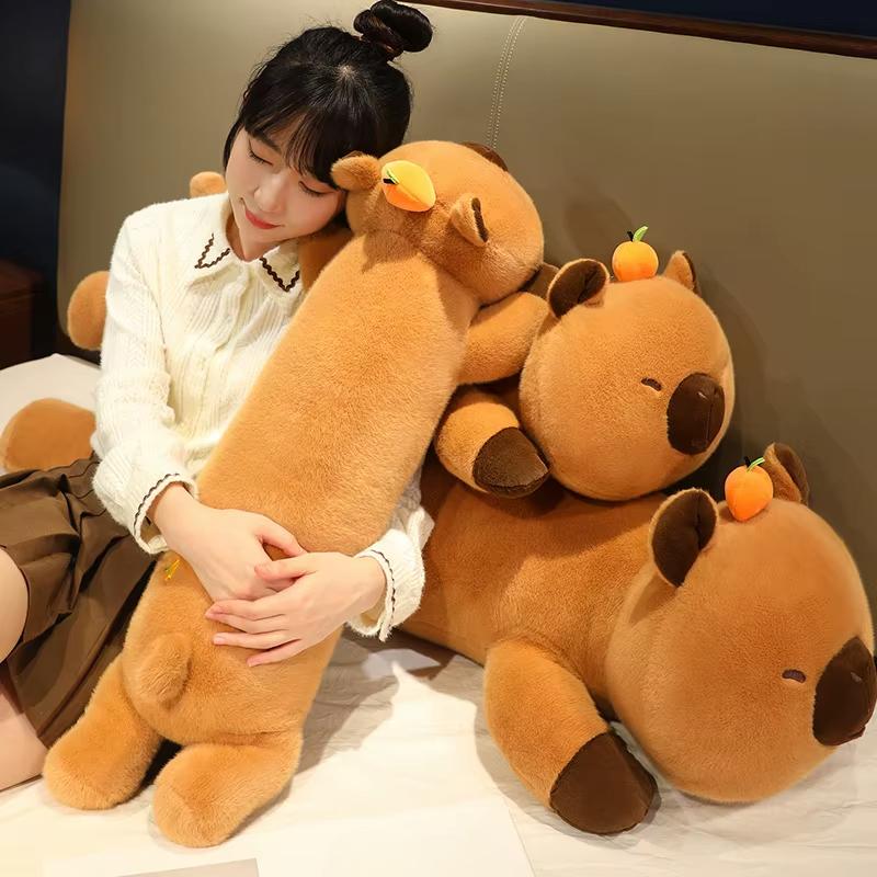 80-120cm Creative Cartoon Capybara Plush Doll Pillow Long Strip Lying Animal Capybara Plush Toy Gift for Girlfriend