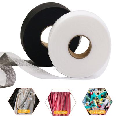 1ROII 70 Yard Weiß/Schwarz Doppelseitiges Nähzubehör Klebeband Stoff Bekleidung Aufbügelbares Einlagegewebe Band