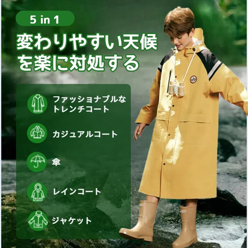 WhaRainle Raincoat for Boys and New for Thick and Integrated Assault Suit Perfect for Heavy Rain and Rainy Compatible with School Suitable for