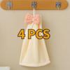 4 pcs Coral Fleece Children's Hand Towel Cartoon Bow Tie Baby Kids Absorbent Quick Drying Face Towel Hanging Towel