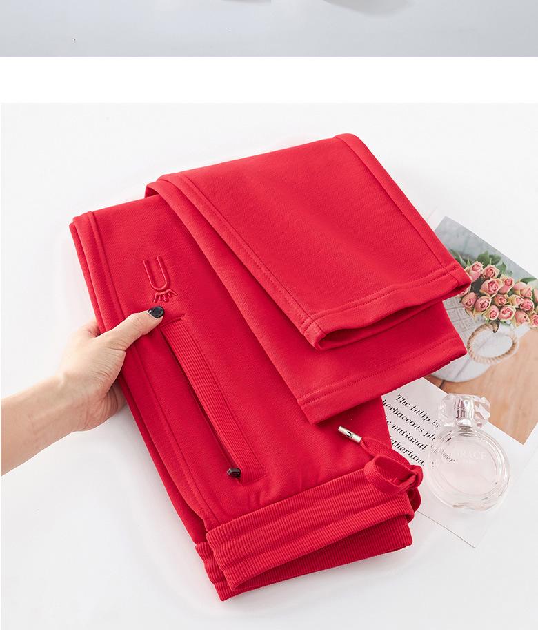 GAGN Women's Red Korean Style High Waist Long Pants - Plus Size Casual 2025