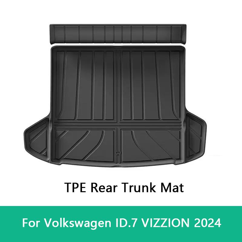 For Volkswagen ID.7 VIZZION 2024 Car Trunk Mat TPE Rear Seat Backrest Anti Kick Mat All Weather Trunk Anti Dirty Cargo Liner Pad