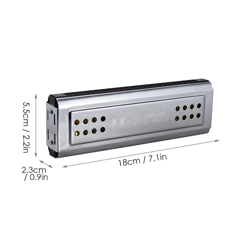 2-in-1 Tremolo Harmonica Mouth Organ Dural Key of C&G 24 Double Holes with 48 Reeds Free Reed Wind