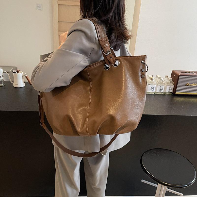 New Casual Style Canvas Satchel Large Capacity Daily Commuter Pocket Shoulder Bag