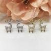 Gold Plated CZ Deer Stud Earrings, Cute Sparkly Reindeer Animal Studs for Women