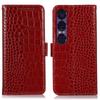 For Sony Xperia 1 VII Case Crocodile Texture Genuine Cow Leather Phone Wallet Cover