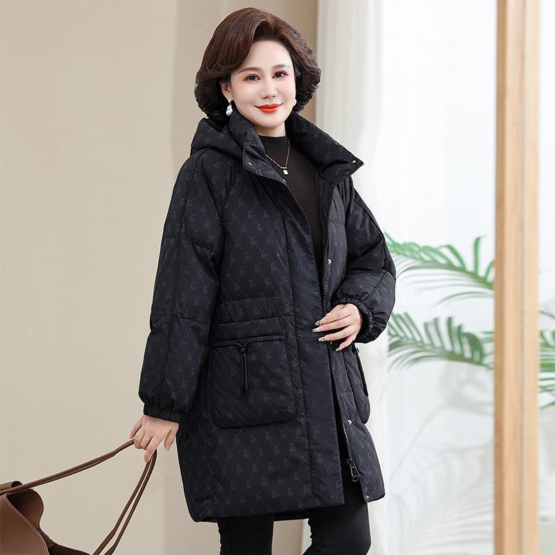 Women's Winter Down Jacket - 90% White Duck Down, Thickened Warm Coat for Middle-Aged and Elderly.