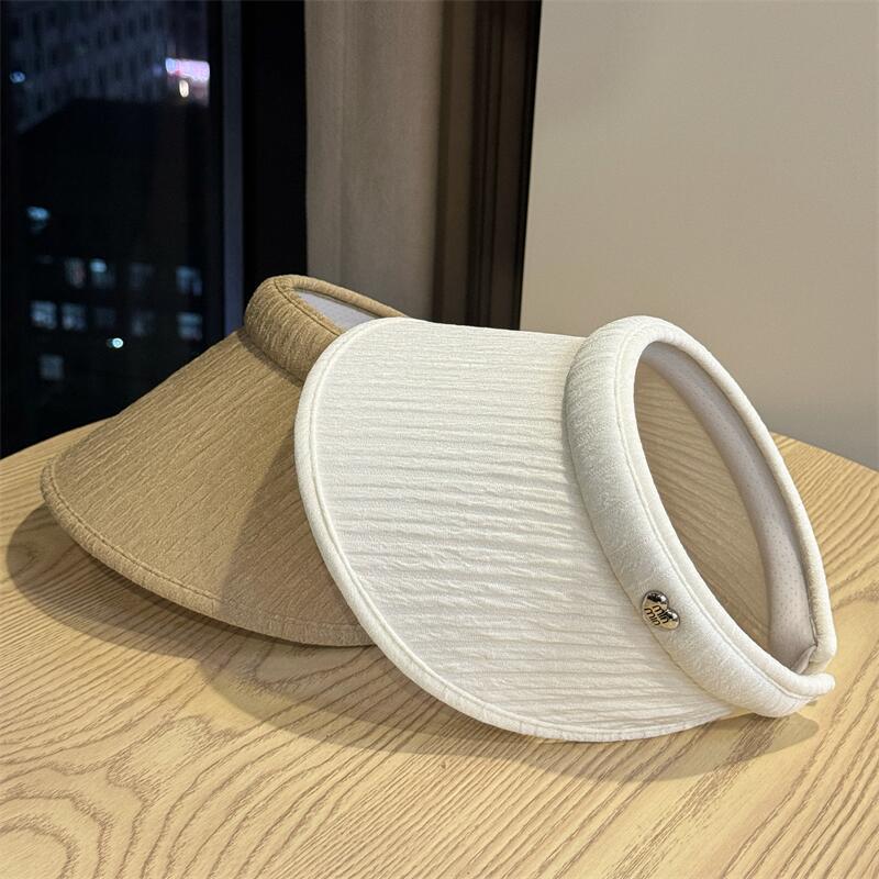 High quality fashion pleated empty top hat sunscreen sunshade eaves casual versatile line UV protection sun hat trend