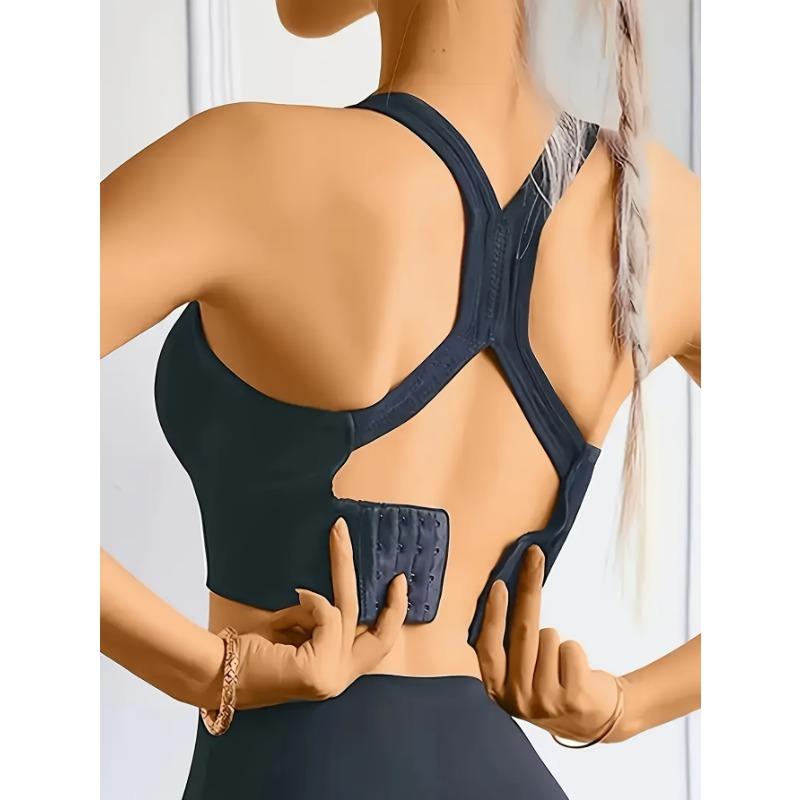 Stor Storlek Icke-Stålring Stötdämpande Sport-BH för Kvinnor med Vacker Korsad Design och Justerbart Ryggspänne Yoga Fitness-BH