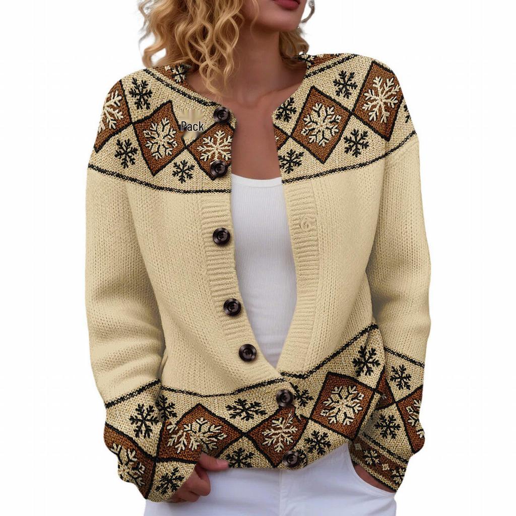 Round Neck 3D Print Cardigan Sweater TX-YK01