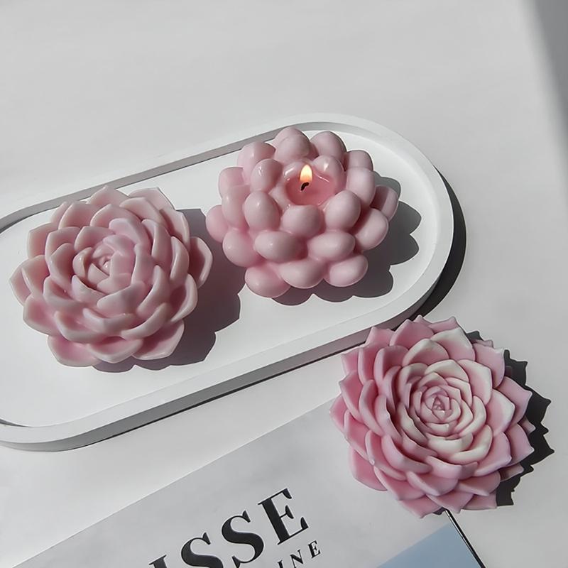 DIY Geometric Silicone Mold Succulents Shape Concrete Moulds Realistic Craft Molds Resin Moulds for Hand-Making Candle