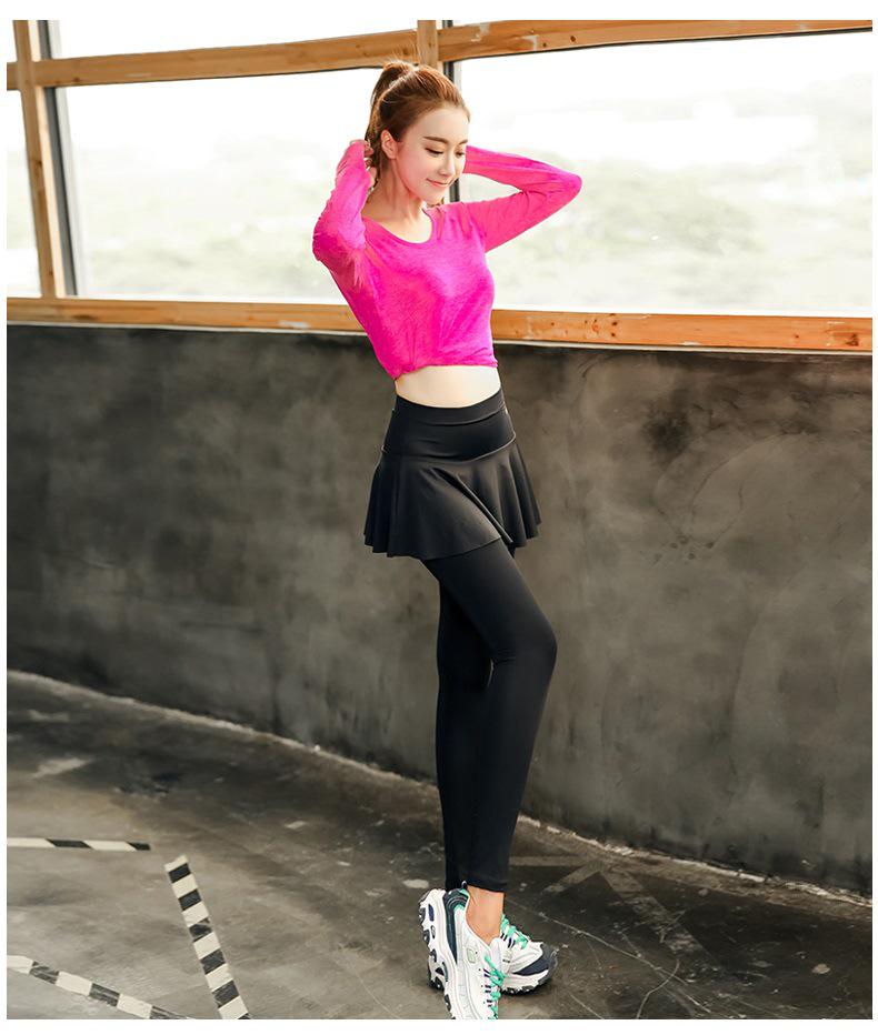 Women's Plus Size Two-Piece Look Yoga Pants - Trendy Autumn Sportswear for Running & Fitness