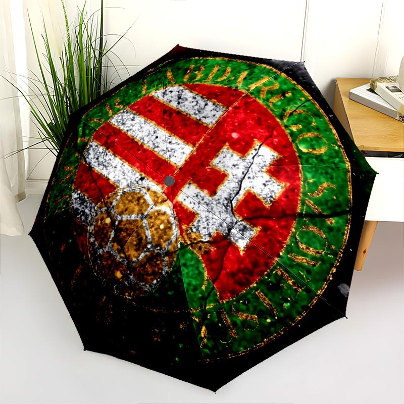 Hungary National Football Team pattern, automatic folding umbrella, portable and foldable design, 8 ribs, a Christmas or birthday gift.