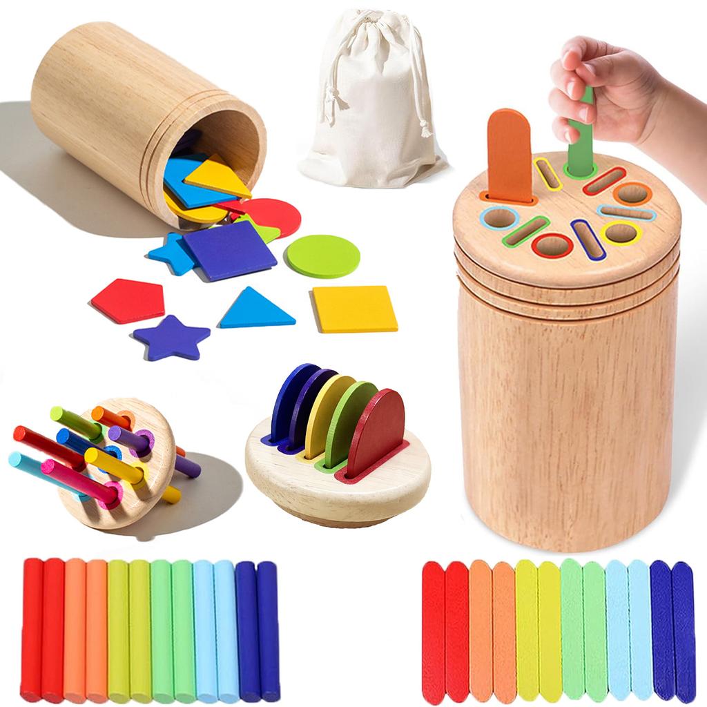 Montessori Toys for 3 Year Old, Toddler Wooden Learning Coin&Color Sorting Toys Sensory Matching Game for Boys Girls Gifts