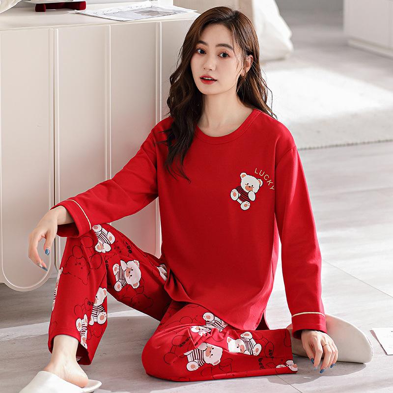 Pajamas Women'S Pure Cotton Long-Sleeved Women'S Cotton Thin Large Size Casual Autumn And Winter Can Be Worn Outside Loungewear
