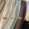 Summer Pleated Loose Plus Size Floor-Length Textured Trousers: Slimming, Straight-Leg, Lazy Style