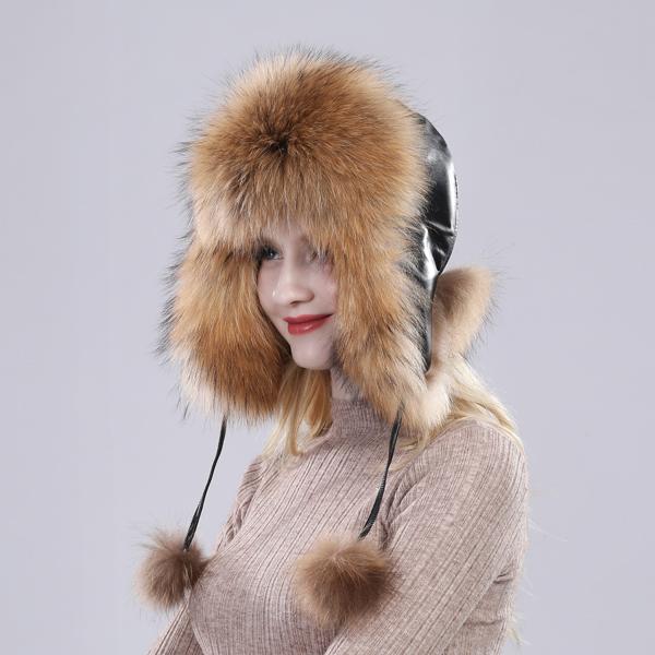 

Женские зимние шапки из натурального лисьего меха, уличная теплая шапка из овчины, женская толстая шапка из 100% натурального меха Adjustable 52cm-60cm жёлтый