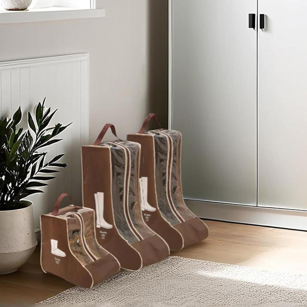 3er-Pack Stiefelaufbewahrungstaschen Tragbare Tasche mit Reißverschluss für hohe und kurze Stiefel Staubdichte Reise-Schuh-Organizer