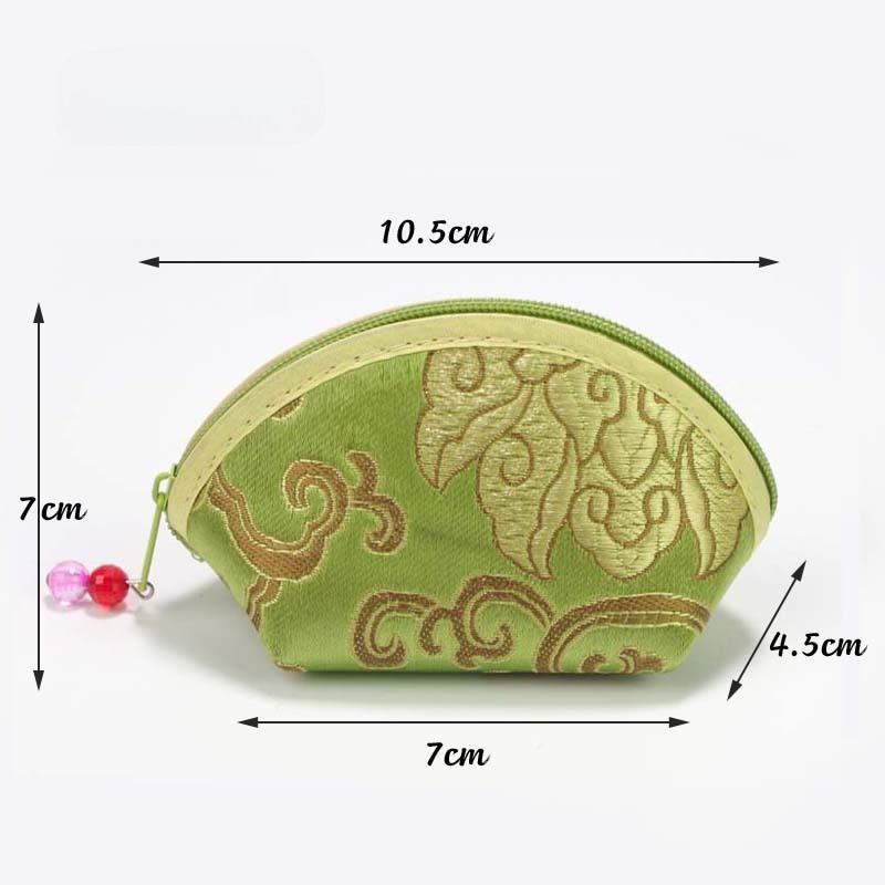 Exquisite Seide Chinesischer Stil Münzbörse Exquisiter Reißverschluss Geld Schlüssel Münzbeutel Schmuck Aufbewahrungstasche für Damen