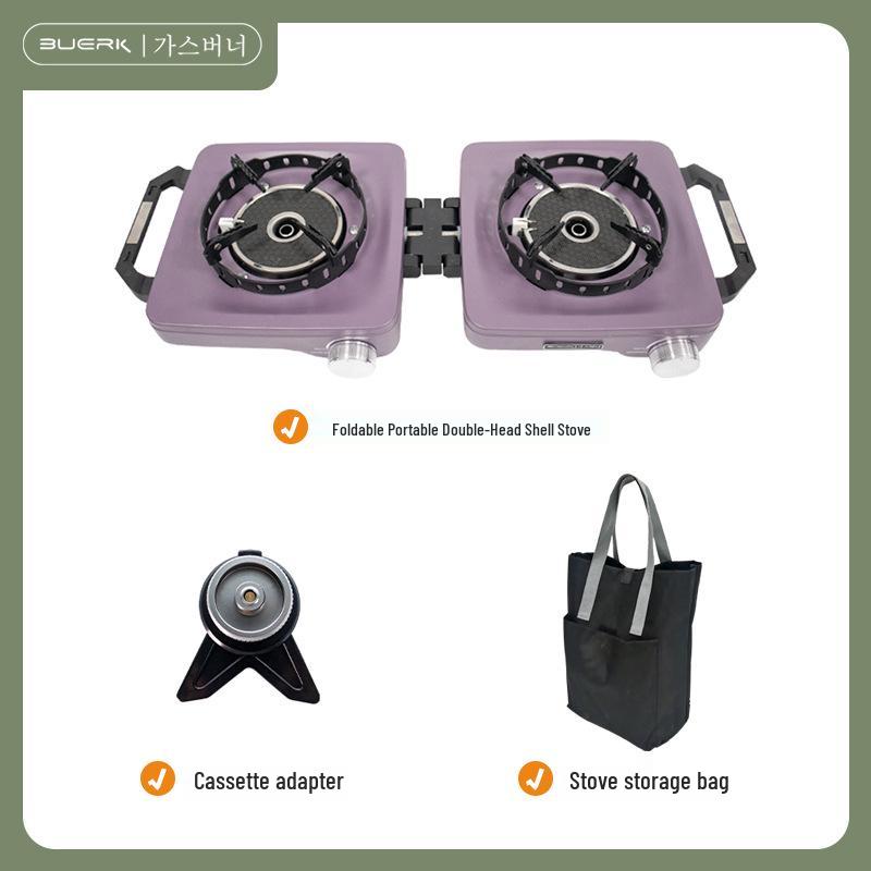 Портативная уличная газовая плитка Buerk с двумя конфорками для пикников