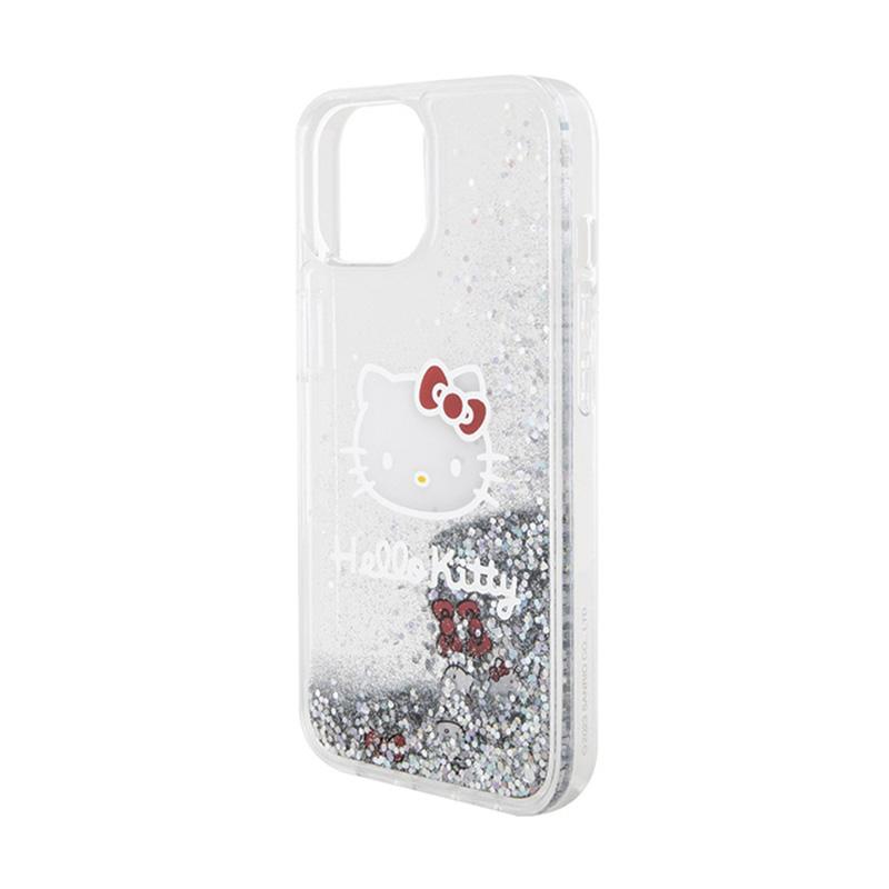 Hello Kitty Liquid Glitter Charms Kitty Head - Etui Iphone 14 (Srebrny)