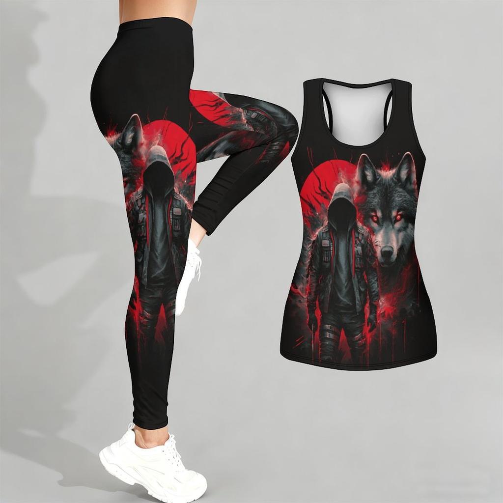 Unity of Animals Pattern Print Yoga Outfit for Women Fashion Workout Leggings Fitness Sports Casual Yoga Set Sports Suit