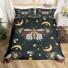Death Moth Duvet Cover Set Queen Size Gothic Skull Boho Comforter Cover Black And White Skeleton Decorative Soft Bedding Set