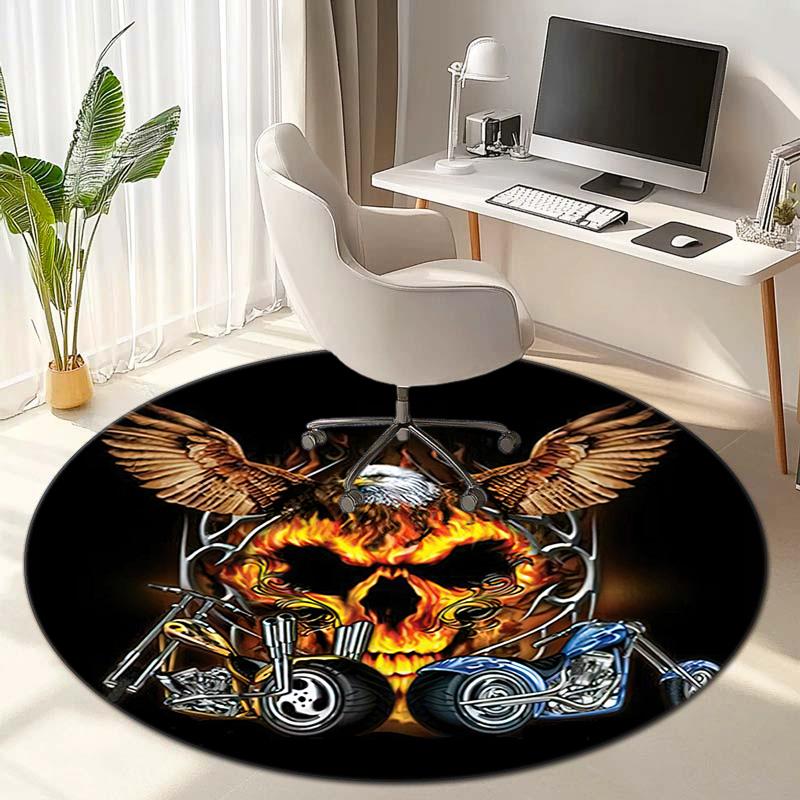 Gang violence Motorcycle enthusiasts Hells Angels Motorcycle Club circular carpet is soft, home, bedroom, door mat decoration, and non slip carpet E5