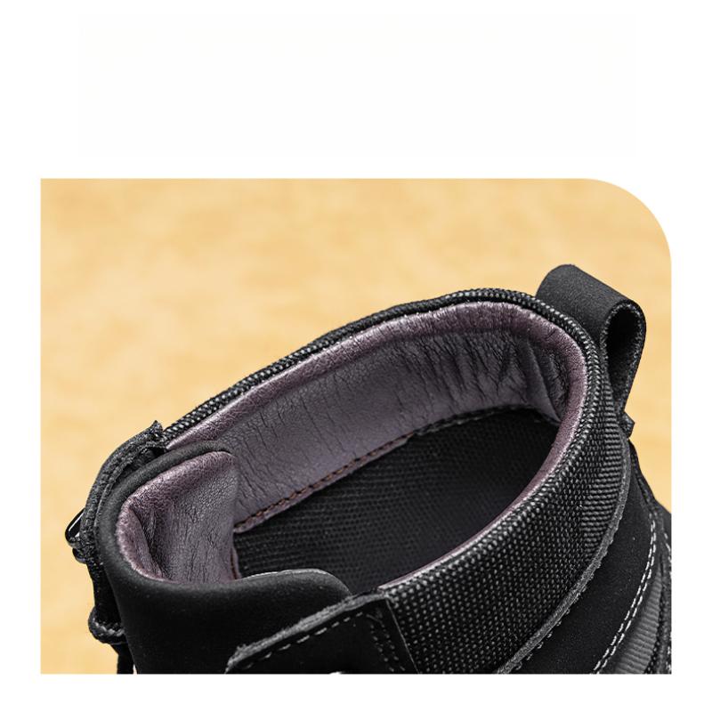 Retro Men's Ankle Boots Waterproof Casual Leather Boots High Top Shoes for Men Non Slip Work Boots