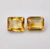 2 Pieces Emerald Cut Natural Citrine Faceted Gemstone, Loose 19.45 Carat Gemstone, 14x12x7 mm Size.