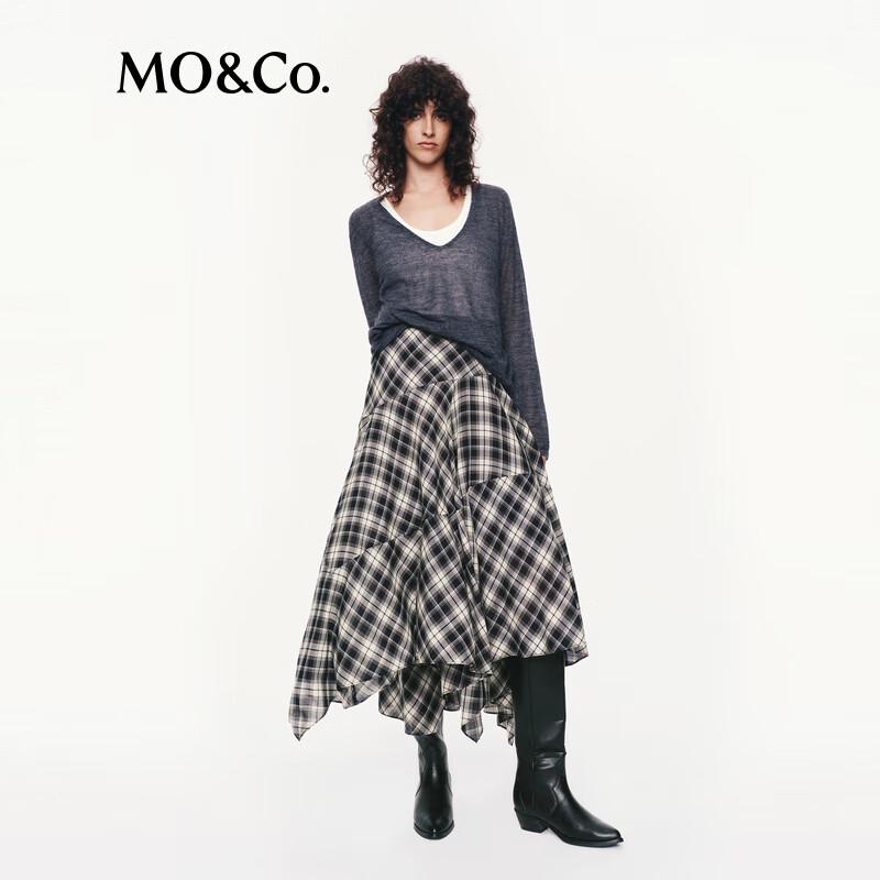 MO&Co. Mohair Blend V-Neck Drop Shoulder Knit Top S